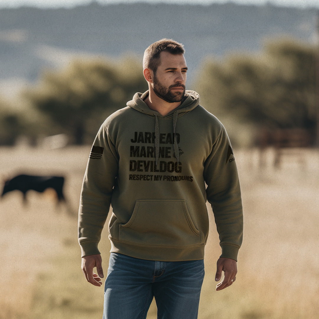 DIA Respect My Pronouns USMC Jarhead Hoodie