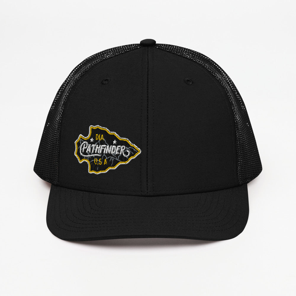 DIA Pathfinder Trucker Cap | Black | Men & Women | The Trucker Cap To Blaze Your Own Path to Greatness | Front