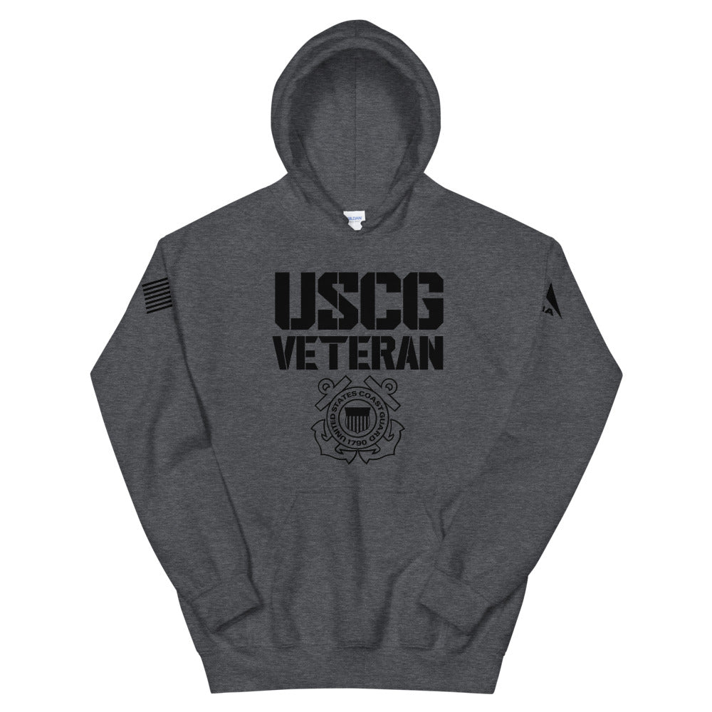DIA United States Coast Guard Veteran Hoodie | Dark Heather Gray | Men & Women | America’s Maritime First Responder | Semper Paratus