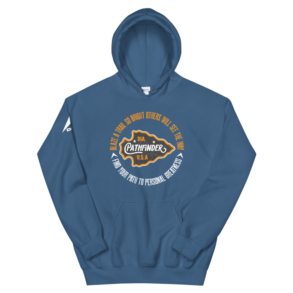DIA Pathfinder Trailblazer Hoodie | Indigo Blue | Men & Women | Blaze Your Own Path to Success