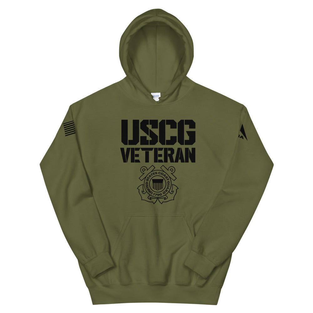 DIA United States Coast Guard Veteran Hoodie | Military Green | Men & Women | America’s Maritime First Responder | Semper Paratus