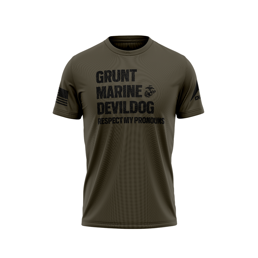 DIA Respect My Pronouns USMC Grunt T-Shirt