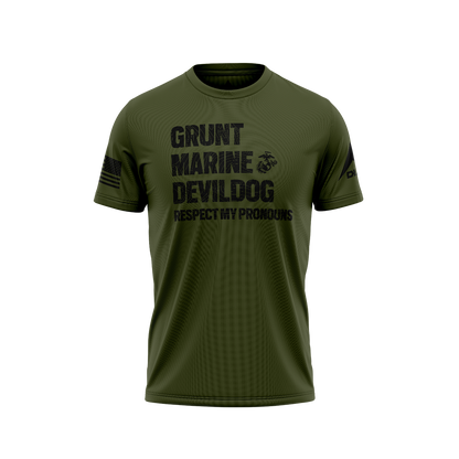 DIA Respect My Pronouns USMC Grunt T-Shirt