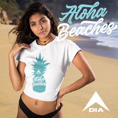 DIA Summer Aloha Beaches Womens Crop Tee