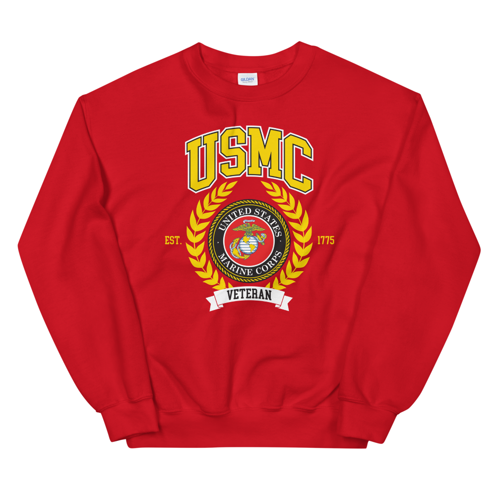 DIA USMC Veteran Vintage College Sweatshirt | Red | Men & Women | Fighting & Winning America’s Battles Since 1775 | Once a Marine, Always a Marine
