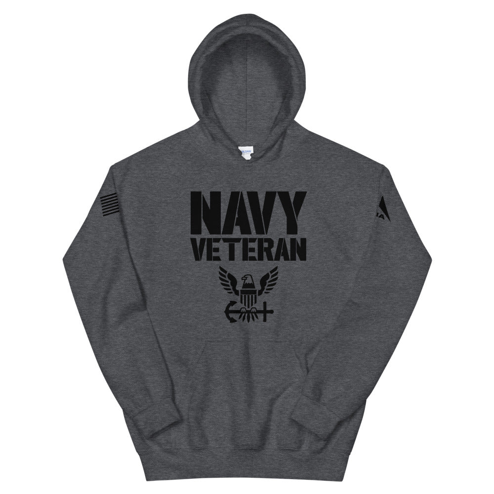 DIA United States Navy Veteran Hoodie | Dark Heather Gray | Men & Women | Forged by the Sea | Non Sibi Sed Patriae