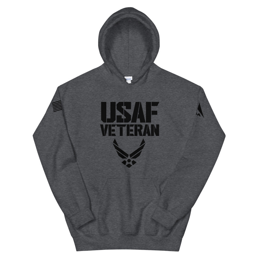 DIA United States Air Force Veteran Hoodie | Dark Heather Gray | Men & Women | The Sky Was Never the Limit | Aim High … Fly-Fight-Win