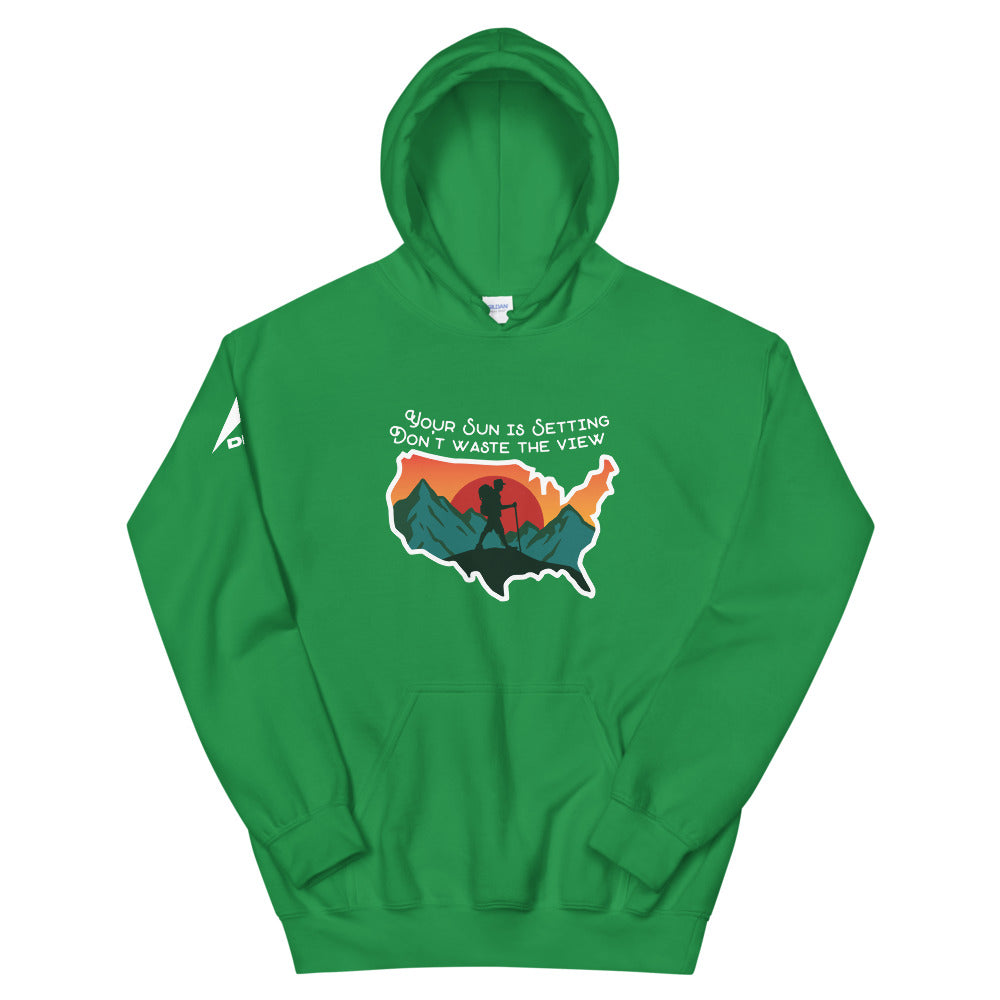 DIA Pathfinder Don't Waste the View Hoodie | Irish Green | Men & Women | Go After Greatness Before the Sun Sets