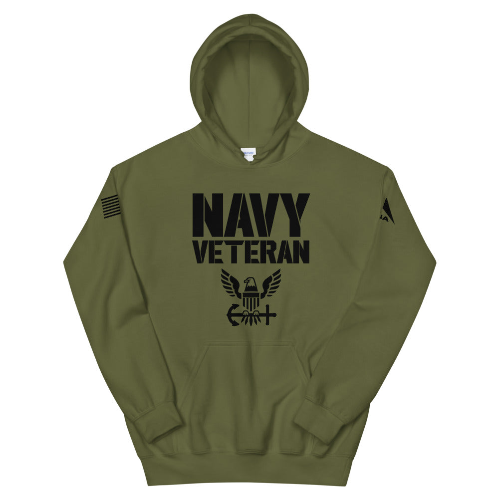 DIA United States Navy Veteran Hoodie | Military Green | Men & Women | Forged by the Sea | Non Sibi Sed Patriae