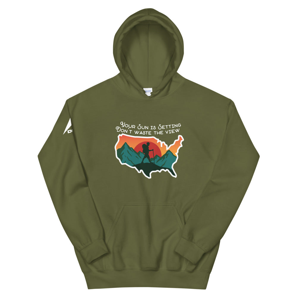 DIA Pathfinder Don't Waste the View Hoodie | Military Green | Men & Women | Go After Greatness Before the Sun Sets