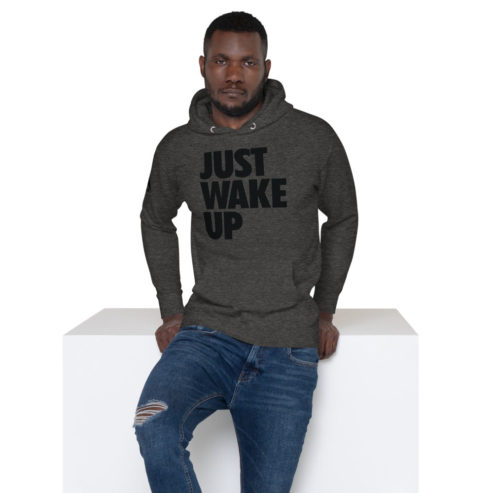 DIA Just Wake Up Hoodie | Charcoal Heather Gray | Men & Women | You've Been Lied to | You Define Happiness & Success