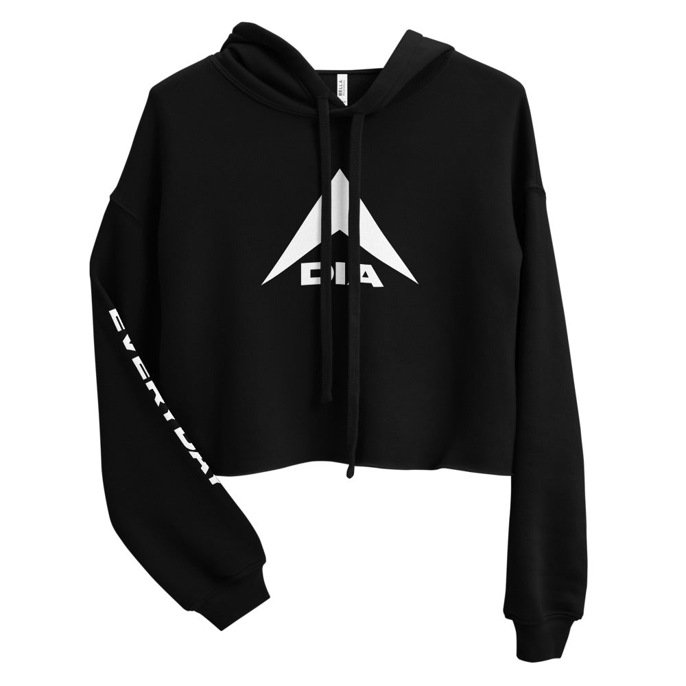 DIA XL Logo Women's Cropped Hoodie | Black | Show Everyone You're Coming Full Speed Ahead | Action
