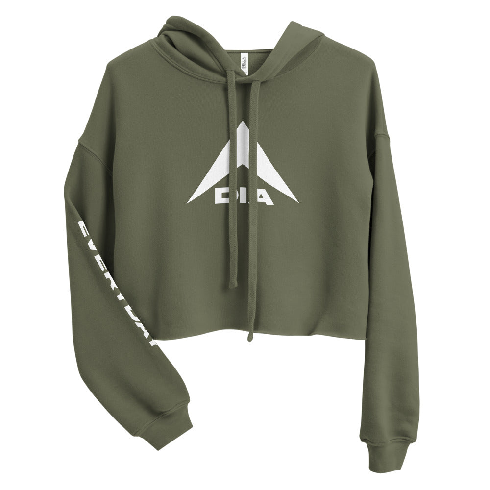 DIA XL Logo Women's Cropped Hoodie | Military Green | Show Everyone You're Coming Full Speed Ahead | Action