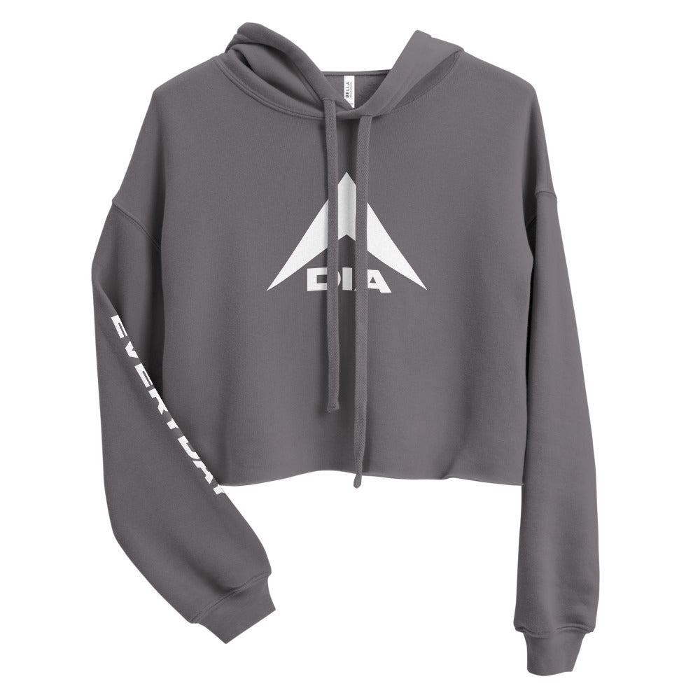 DIA XL Logo Women's Cropped Hoodie | Storm Gray | Show Everyone You're Coming Full Speed Ahead | Action
