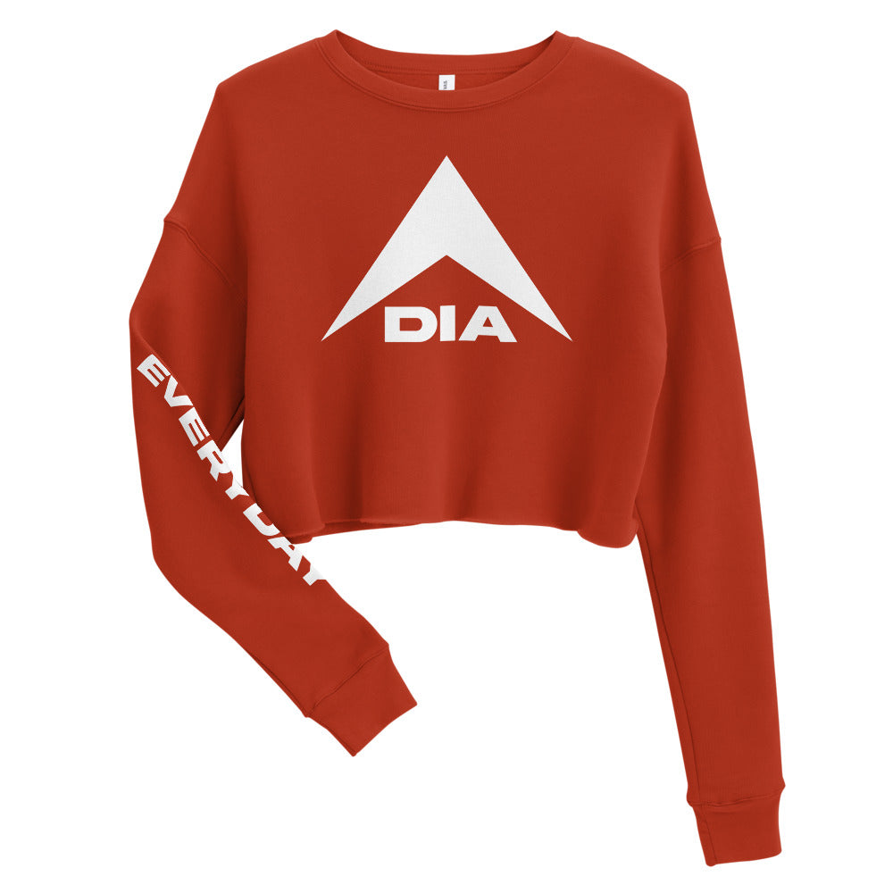DIA XL Logo Women's Cropped Sweatshirt | Brick Red | Intense Cute Statement | Action