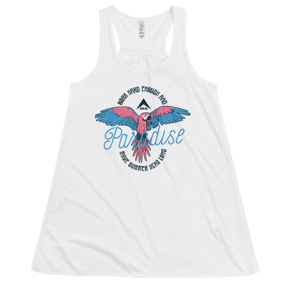 Summer, DIA, Racerback tank, Parrot, work hard, Make Your Paradise, Whit